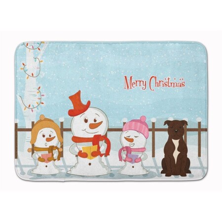 Carolines Treasures Christmas Staffordshire Bull Terrier Machine Washable Memory Foam Mat BB2379RUG